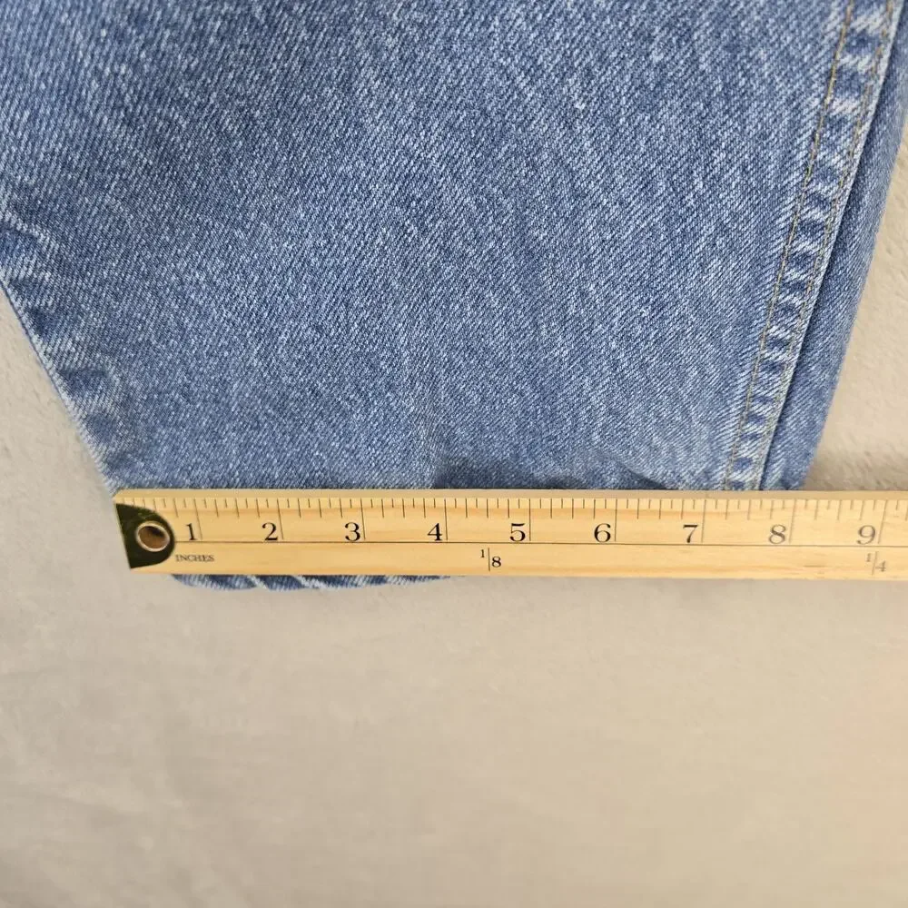 Vintage Rustler Jeans Mens Fits 32x26 Blue Faded Whiskers Denim Straight Leg USA